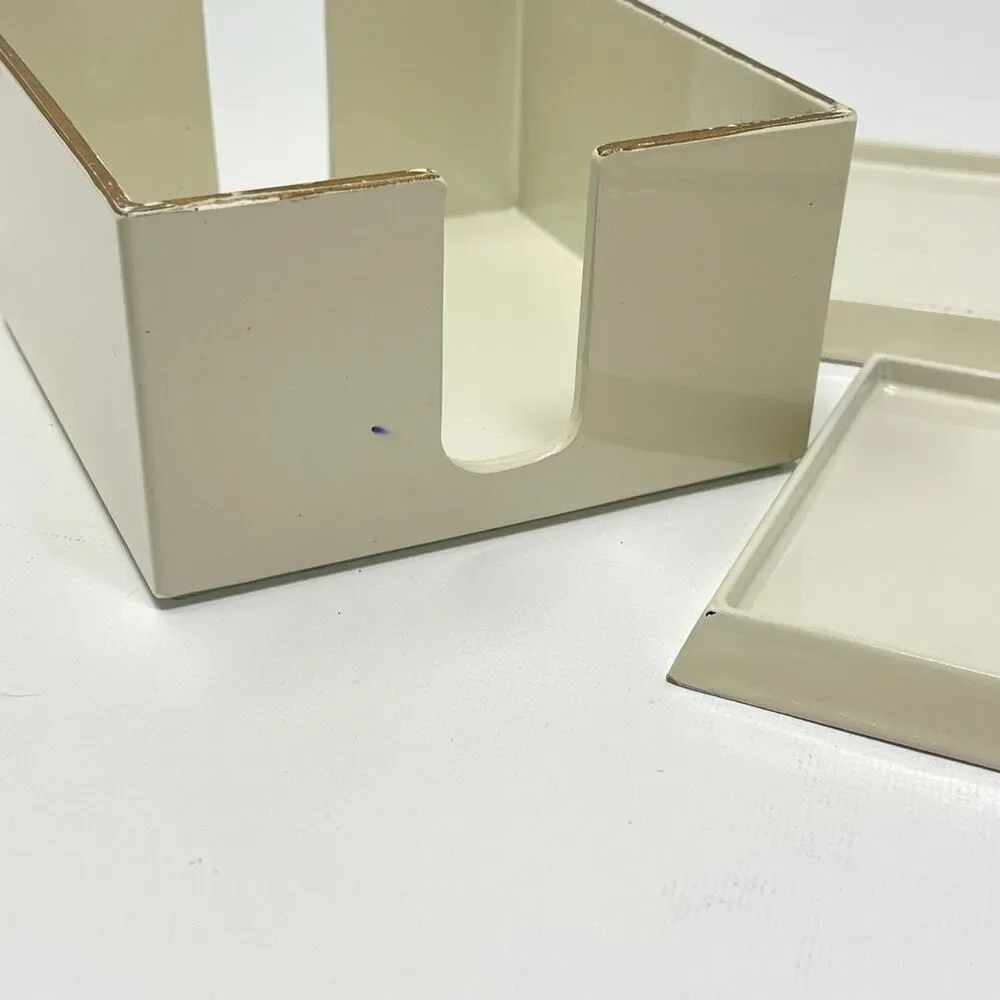 MCM Georges Briard Square Cream Gold Lacquer Ware Set of 6 Coasters Holder Japan